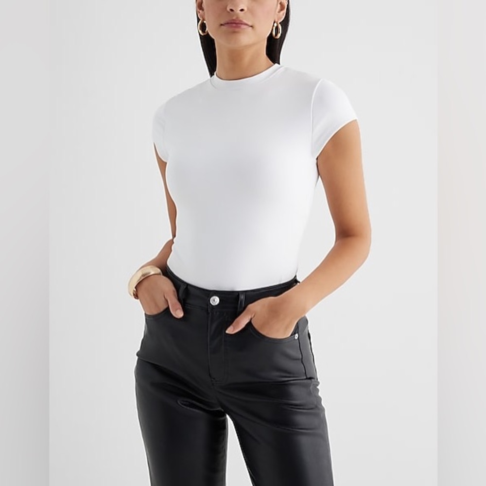 Express White Fitted Bodysuit Top